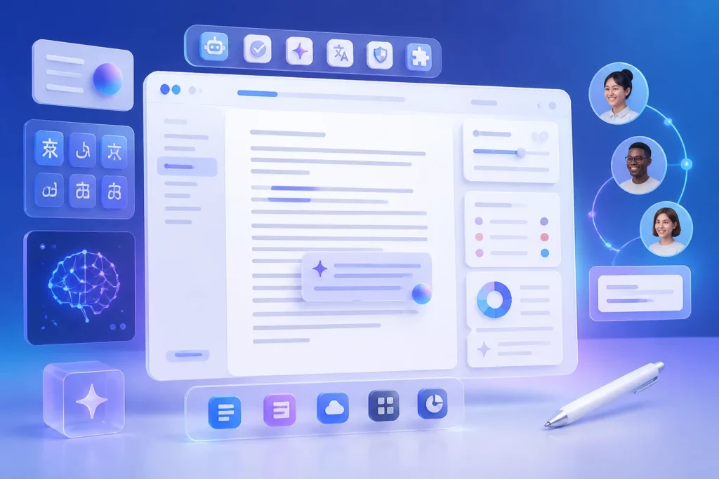 How do leading AI editing tools compare in content formats, languages, integrations, and collaboration?