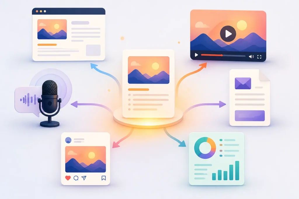 What does content repurposing include, and how does it differ from simply reposting the same content?