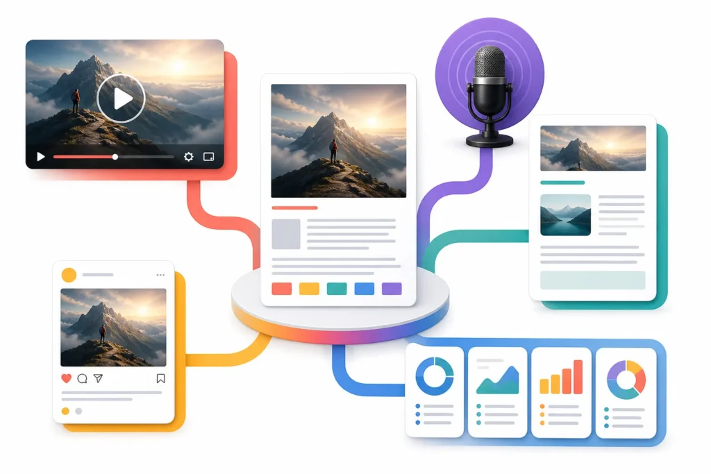 What does content repurposing mean, and how is it different from reposting the same asset unchanged?